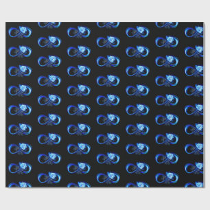 Glowing infinity with blue rose wrapping paper