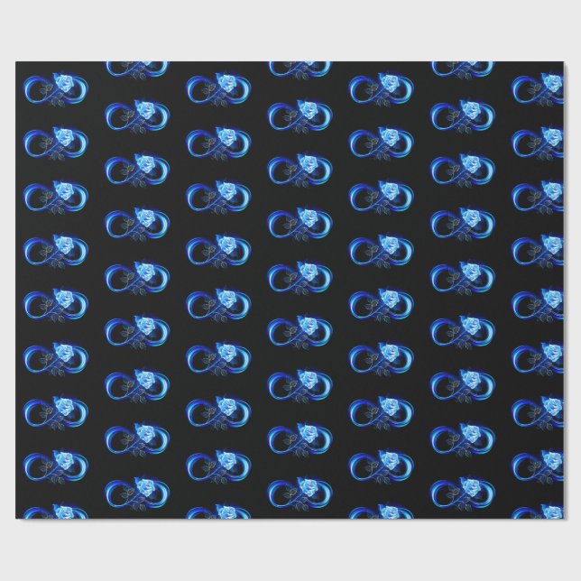 Glowing infinity with blue rose wrapping paper (Flat)