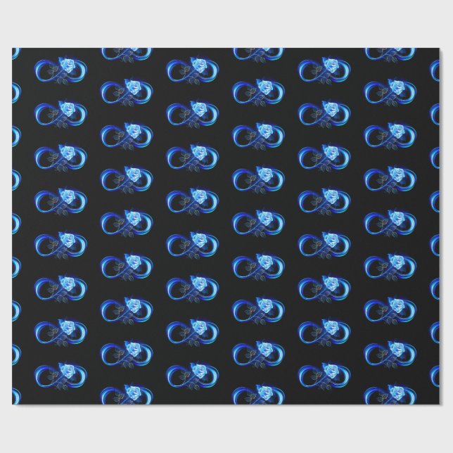 Glowing infinity with blue rose wrapping paper (Flat)