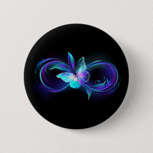 Glowing Infinity with Magic Butterfly 6 Cm Round Badge