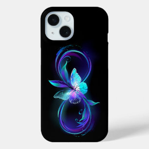Glowing Infinity with Magic Butterfly iPhone 15 Case