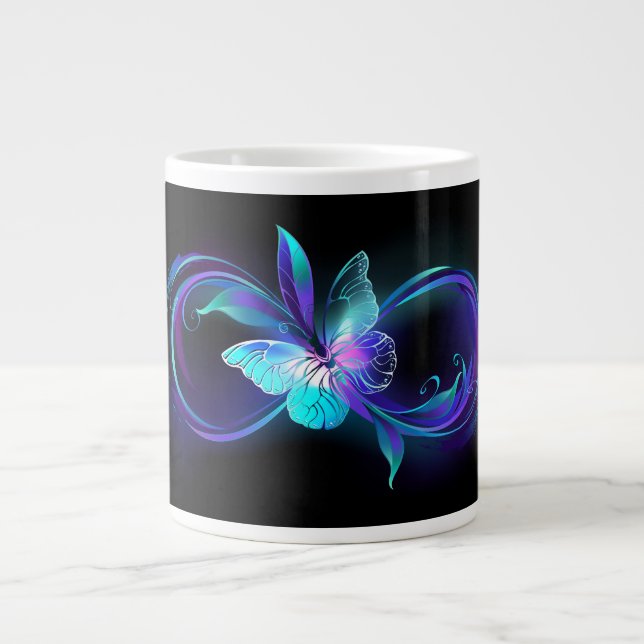 Glowing Infinity with Magic Butterfly Large Coffee Mug (Front)