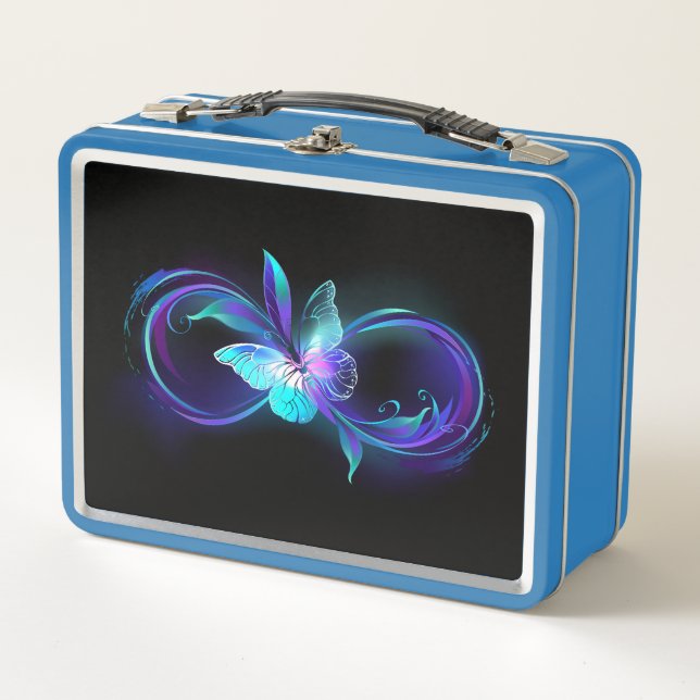 Glowing Infinity with Magic Butterfly Metal Lunch Box (Front)
