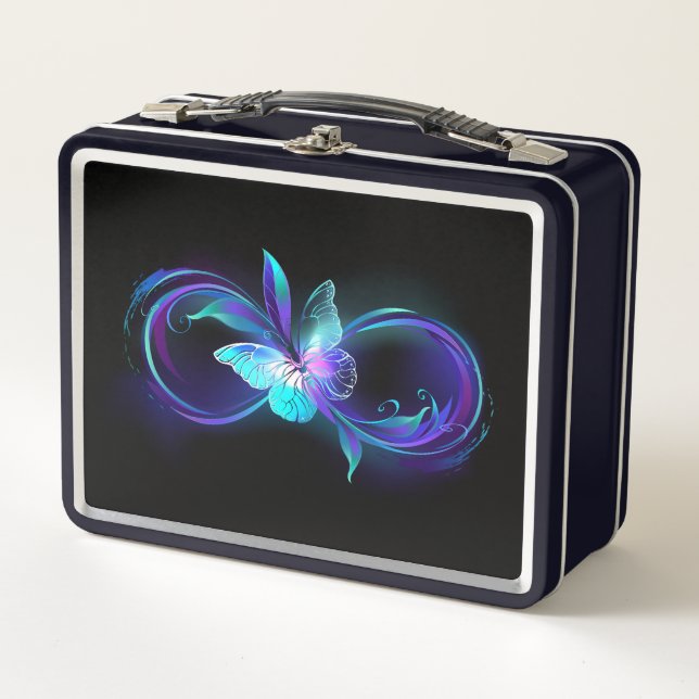 Glowing Infinity with Magic Butterfly Metal Lunch Box (Front)