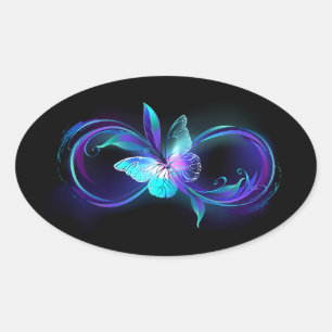 Glowing Infinity with Magic Butterfly Oval Sticker