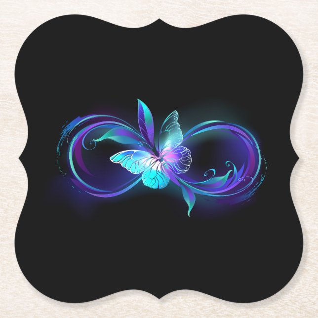 Glowing Infinity with Magic Butterfly Paper Coaster (Front)