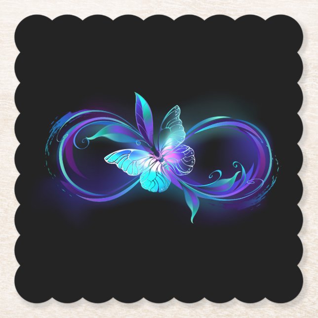 Glowing Infinity with Magic Butterfly Paper Coaster (Front)