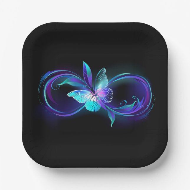 Glowing Infinity with Magic Butterfly Paper Plate (Front)