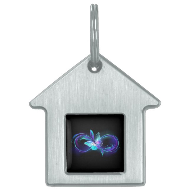 Glowing Infinity with Magic Butterfly Pet ID Tag (Front)