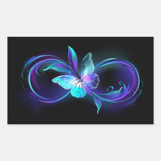 Glowing Infinity with Magic Butterfly Rectangular Sticker (Front)