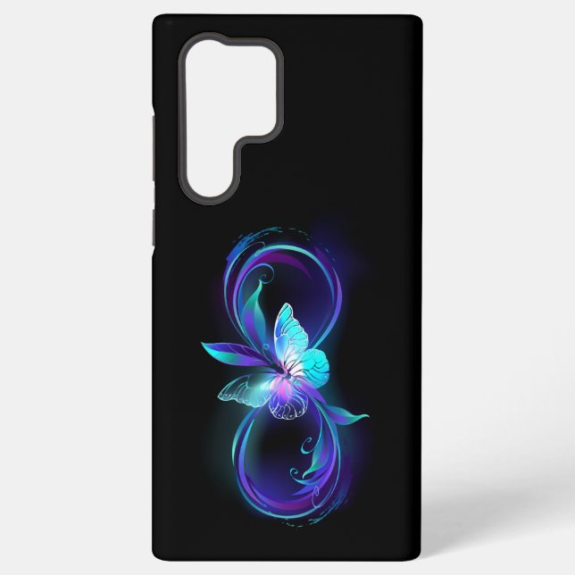 Glowing Infinity with Magic Butterfly Samsung Galaxy S22 Ultra Case (Back)