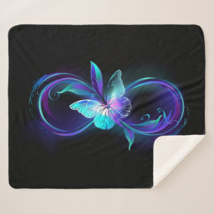 Glowing Infinity with Magic Butterfly Sherpa Blanket