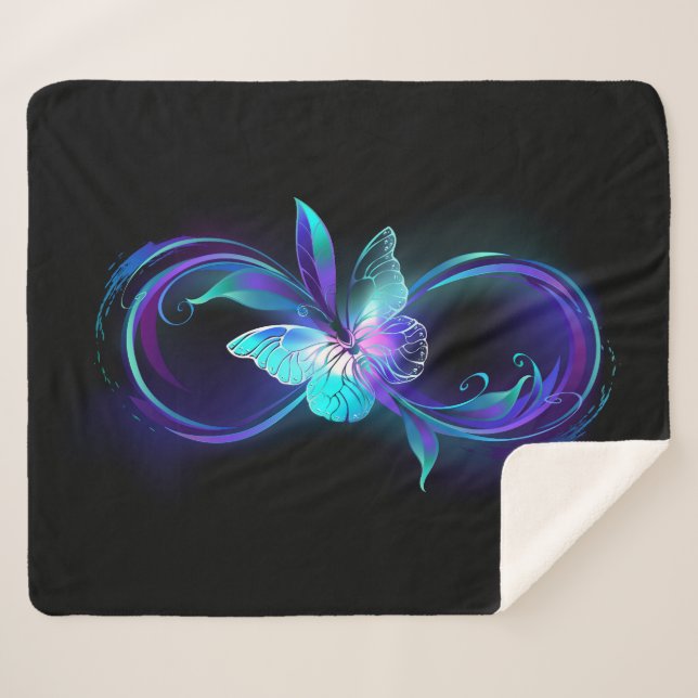 Glowing Infinity with Magic Butterfly Sherpa Blanket (Front (Horizontal))