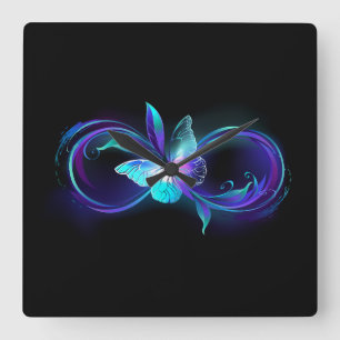 Glowing Infinity with Magic Butterfly Square Wall Clock