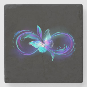 Glowing Infinity with Magic Butterfly Stone Coaster