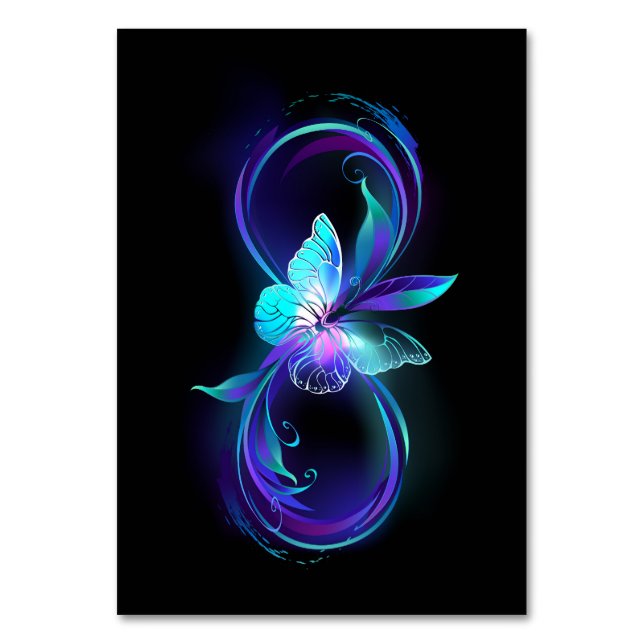 Glowing Infinity with Magic Butterfly Table Number (Front)
