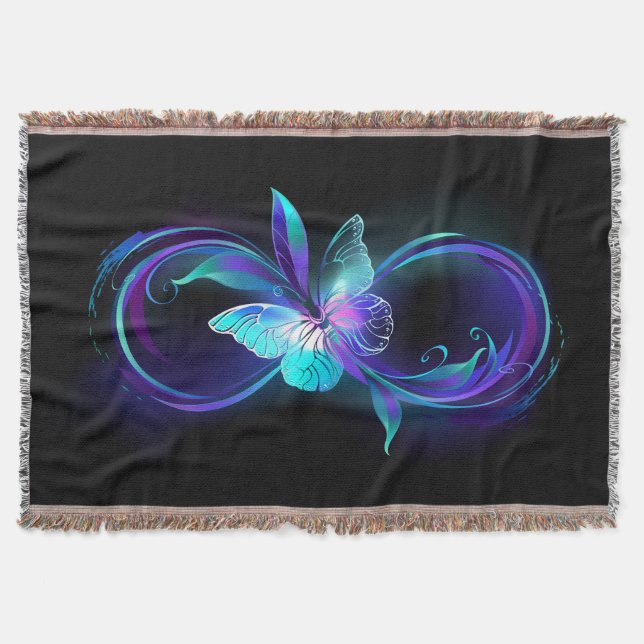 Glowing Infinity with Magic Butterfly Throw Blanket (Front)