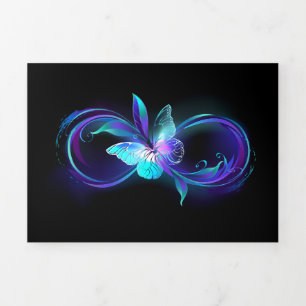Glowing Infinity with Magic Butterfly Tri-Fold Holiday Card