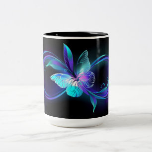Glowing Infinity with Magic Butterfly Two-Tone Coffee Mug