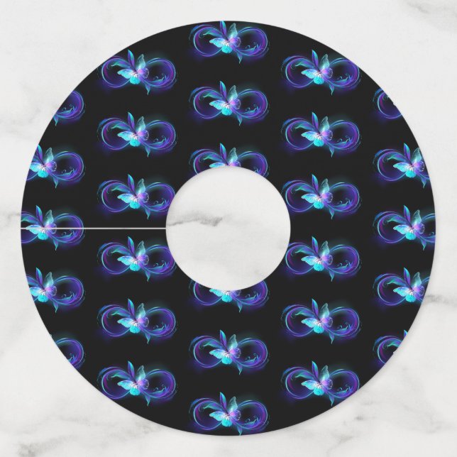 Glowing Infinity with Magic Butterfly Wine Glass Tag (Front)