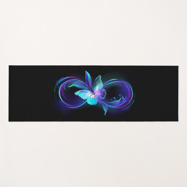 Glowing Infinity with Magic Butterfly Yoga Mat (Front (Horizontal))
