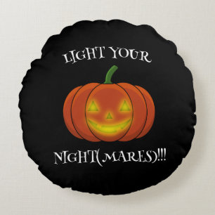 Glowing Jack-o'-Lantern - Light Your Nightmares Round Cushion