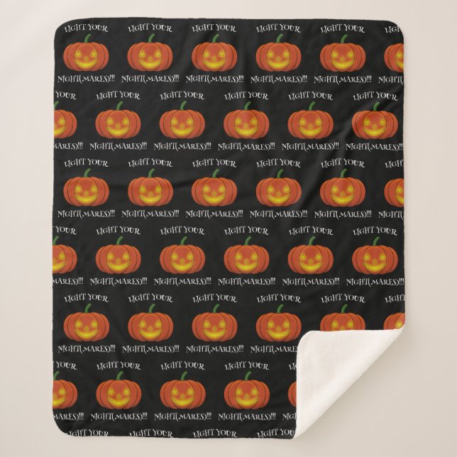 Glowing Jack-o'-Lantern - Light Your Nightmares Sherpa Blanket (Front)