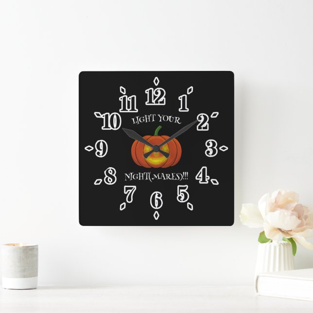 Glowing Jack-o'-Lantern - Light Your Nightmares Square Wall Clock (Home)