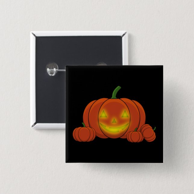 Glowing Jack-o'-Lantern Pumpkin 15 Cm Square Badge (Front & Back)