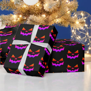 Glowing Jack-o-lantern pumpkin face Wrapping Paper