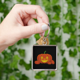 Glowing Jack-o'-Lantern Pumpkin Key Ring