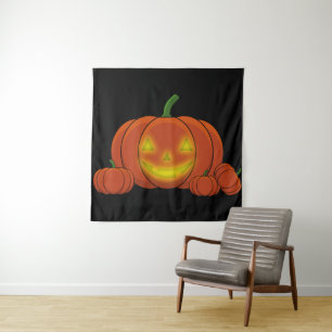 Glowing Jack-o'-Lantern Pumpkin Tapestry