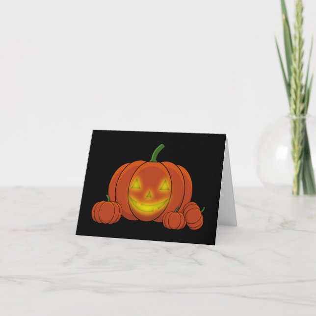 Glowing Jack-o'-Lantern Pumpkin Thank You Card (Front)