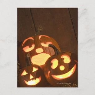 Glowing jack-o'-lanterns 2 postcard
