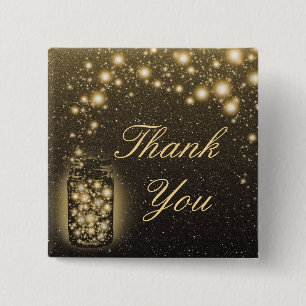 Glowing Jar Of Fireflies Night Stars Thank You 15 Cm Square Badge