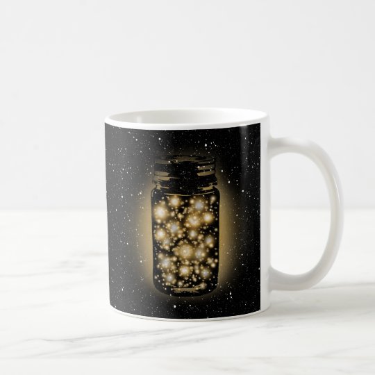 Glowing Jar Of Fireflies With Night Stars Coffee Mug