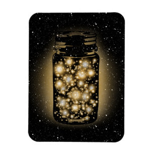 Glowing Jar Of Fireflies With Night Stars Magnet
