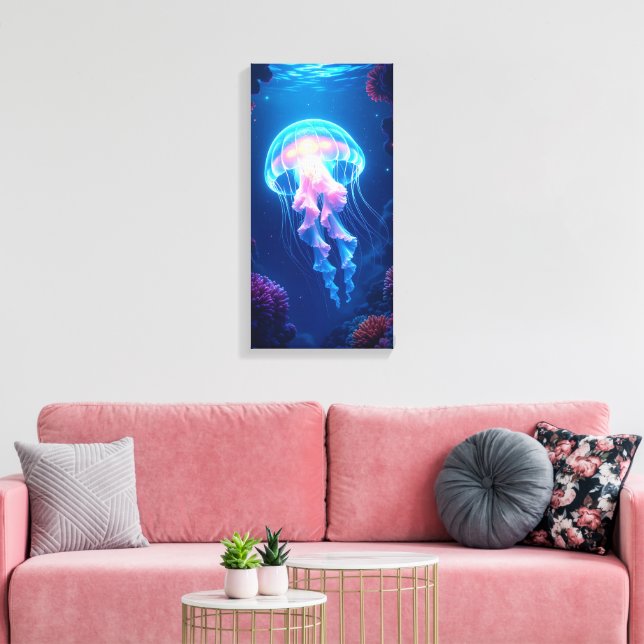Glowing Jellyfish Canvas Print (Insitu(LivingRoom))