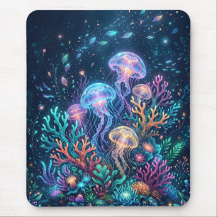 Glowing Jellyfish Fantasy Underwater Ocean Mouse Mat