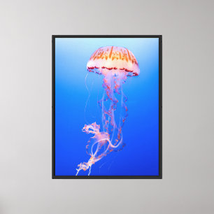 Glowing Jellyfish in the Deep Sea Canvas Print