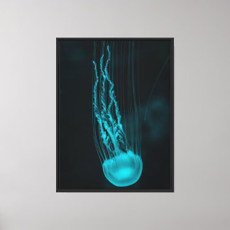 Glowing Jellyfish in the Deep Sea Canvas Print