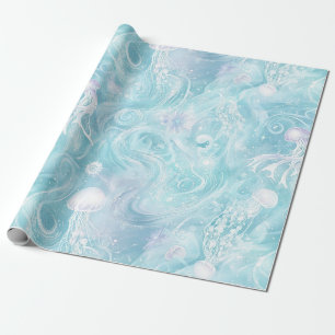 Glowing Jellyfish Ocean Pattern Wrapping Paper