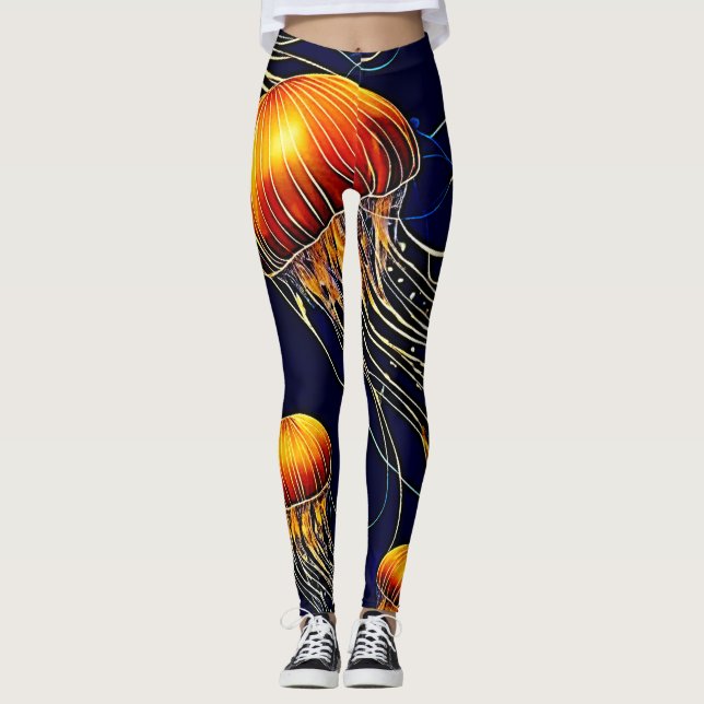 Glowing Jellyfish Sea  Leggings (Front)