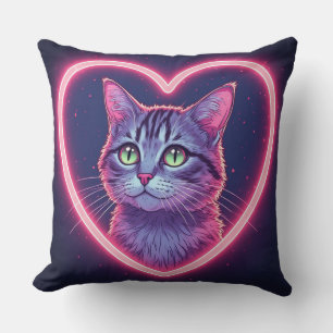 Glowing Kitty Love Art Romantic Pet Lover Gift Cushion