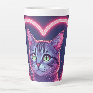 Glowing Kitty Love Art   Romantic Pet Lover Gift Latte Mug