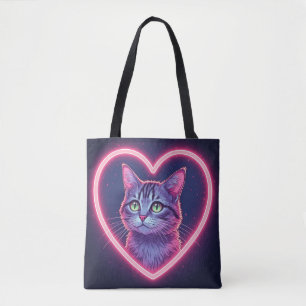 Glowing Kitty Love Art Romantic Pet Lover Gift Tote Bag