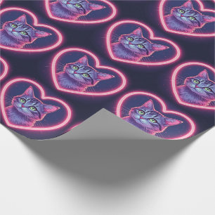 Glowing Kitty Love Art Romantic Pet Lover Gift Wrapping Paper