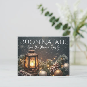 Glowing Lantern Buon Natale Italian Xmas Holiday Postcard