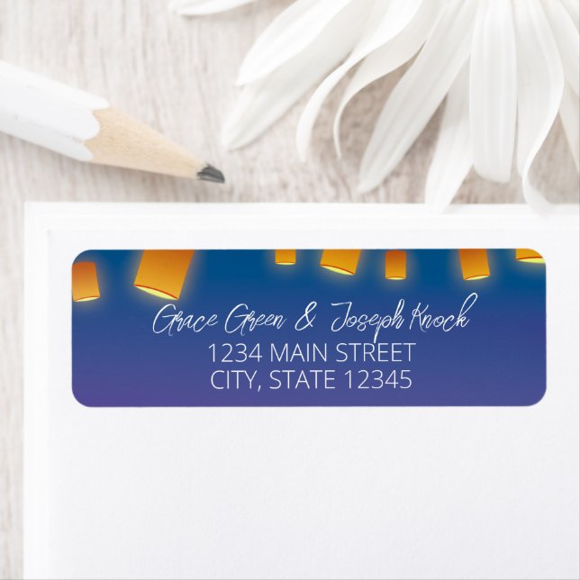 Glowing Lanterns Wedding Return Address Label (Insitu)