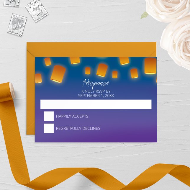 Glowing Lanterns Wedding RSVP Card (Creator Uploaded)